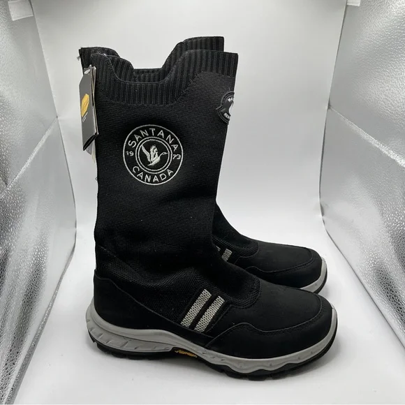 NWOB Santana Canada snow boots featuring a Vibram outsole size 37 US7 black tall - Picture 4 of 8